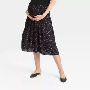 The Nines by HATCH™ Smocked Maternity Skirt Black Floral, EUC